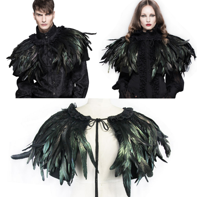 Black unisex feather cape | BOUDOIR NOIR Gothic Shop