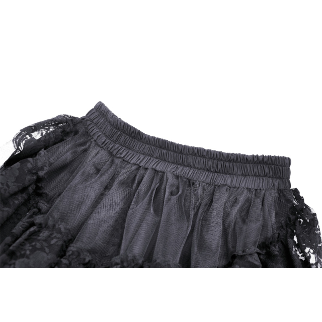 High Low Gothic Flounce Skirt with Lace |c BOUDOIR NOIR